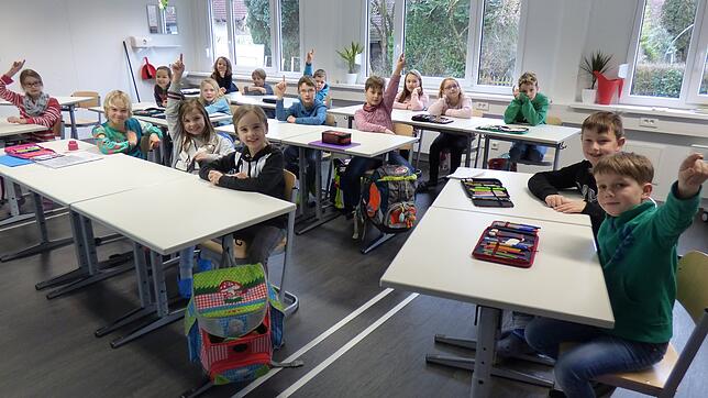 Die Leimbacher Schüler, hier die damalige Klasse 3b, fühlen sich in ihren neuen Klassenzimmern wohl.