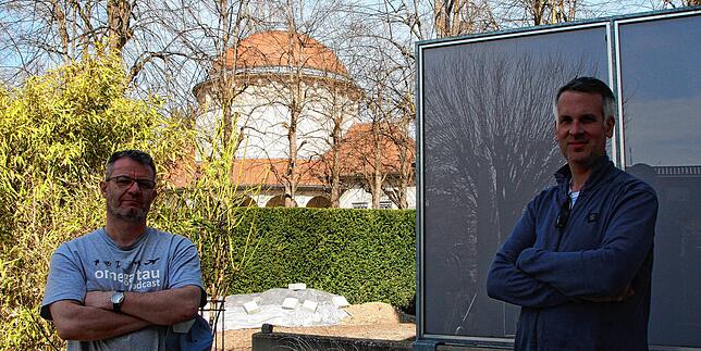Thomas Tröndlin (links) und Daniel Löffler gehören zu den Anwohnern, die Bedenken gegen einen Gastronomiebetrieb in direkter ...