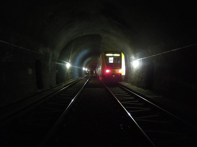 Blick in den Rappensteintunnel. Die Fahrgäste des Zuge blieben glücklicherweise unverletzt.