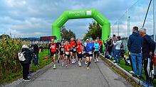 239 Teilnehmer kamen zum diesjährigen Apfellauf. Hier der Start der Läufer zur sechs Kilometer Strecke. Bilder: Lorna Komm