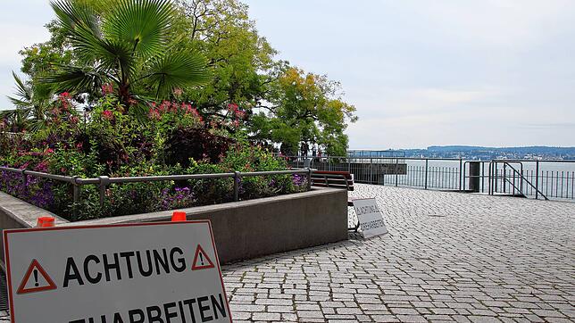 Kein Durchgang: Wegen der Dreharbeiten war die Promenade am Montag für einige Stunden gesperrt.