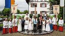 Die Kommunionkinder aus Allensbach: Diego Röhlich, Moritz Demmler, Paulina Hennig, Christine Wendlandt, Leyla Twyford, Felix ...