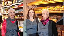 Die zwei Frauen, die den Dorfladen betreiben und Astrid Kessler, die sich zur Ruhe gesetzt hat. Von links: Ute und Alexandra Würth, ...