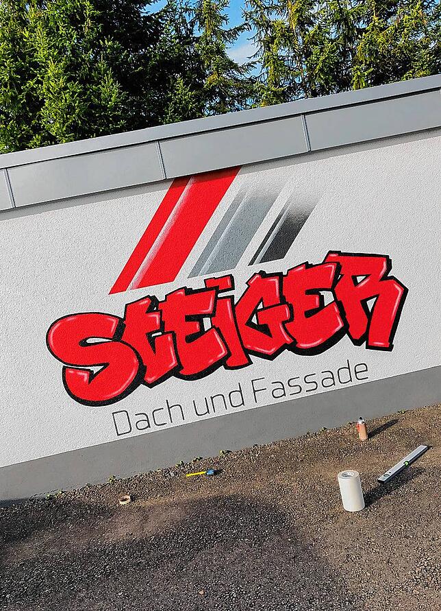 So sieht das Logo von Steiger in Airbrush-Technik aus.