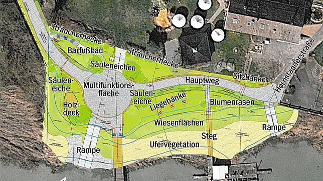 Das ist ein Plan für das neue Hafengelände in Horn.