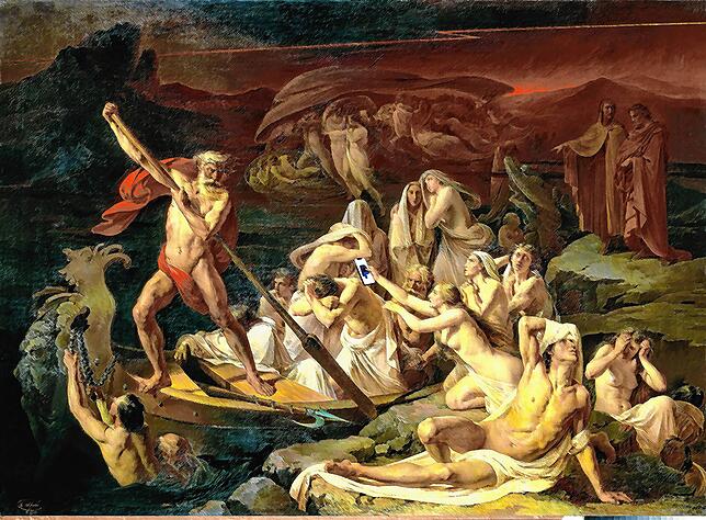 Laut griechischer Mythologie bringt der Fährmann Charon die Toten ins Reich des Hades. Der russische Maler Alexander Litowtschenko ...