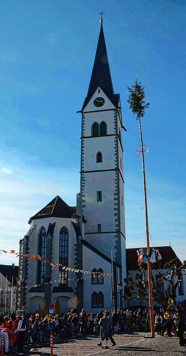 Kerzengerade und wunderschön ragt der Narrenbaum 2019 in den Markdorfer Bilderbuch-Himmel.
