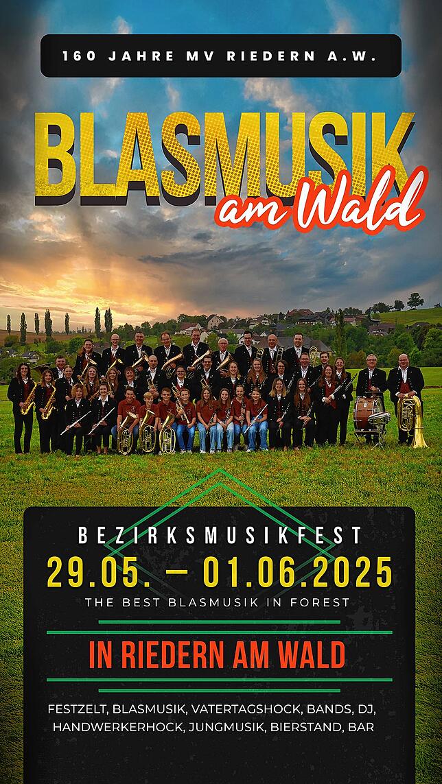 Auf The Best Blasmusik in Forest wird mit dem Flyer schon jetzt auf das große Jubiläum aufmerksam gemacht.