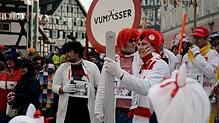 Die Vumässer sind ein wilder Haufen, der die Meßkircher Fasnet belebt. Unser Archivbild aus dem Jahr 2014 zeigt vorne Matthias Zembrod, ...
