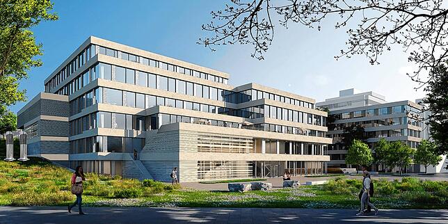 Das bringt die Zukunft: ein Blick auf das neue Universitätsgebäude X vom Hockgraben aus.