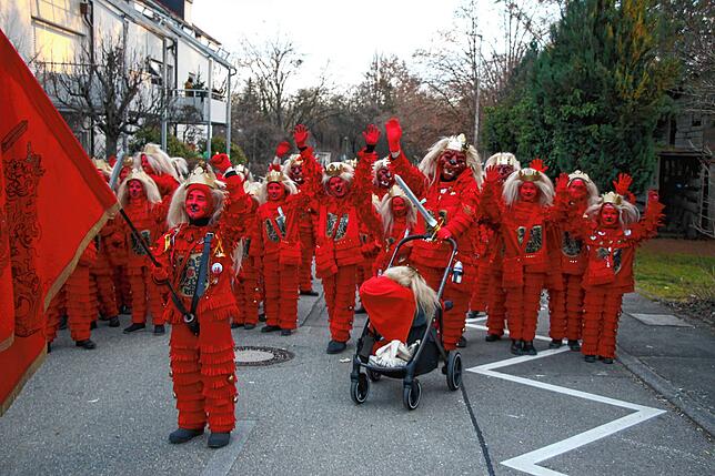 Stets ein farbenprächtiges Bild auf jedem Umzug: Die Löwen aus Überlingen.