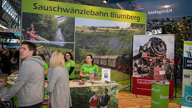 Der Stand der Blumberger Sauschwänzlebahn auf der Urlaubsmesse CMT.