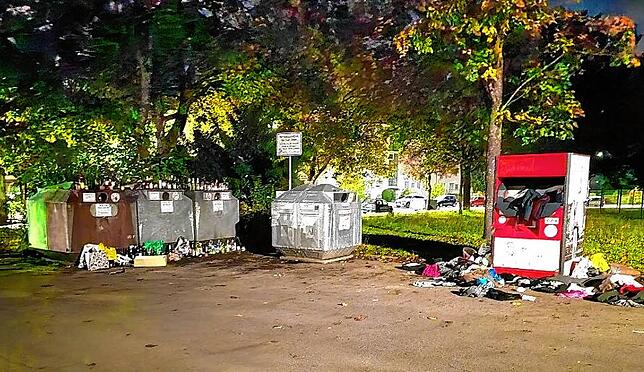Dieses Foto zeigt wilde Müllablagerungen an einem Glascontainerplatz in Singen im vergangenen Herbst.