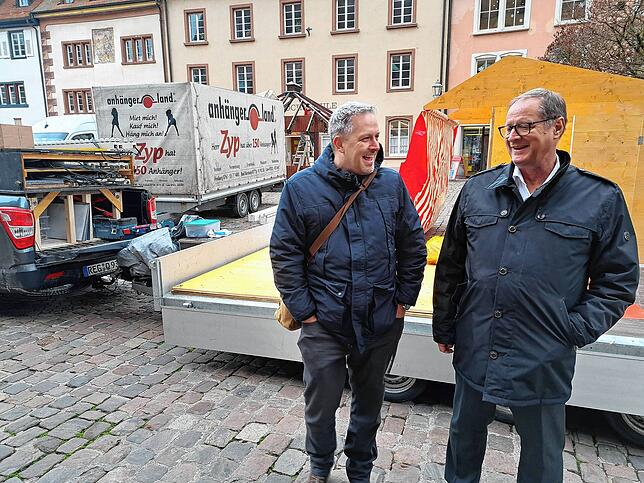 City-Manager Thomas Herr und VS-Oberbürgermeister Jürgen Roth ziehen meist an einem Strang. Zur Weihnachtsmarkt-Saison zeigen sie sich ...
