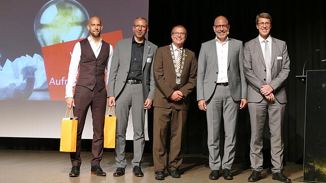 Die Protagonisten der elften Rheinfelder Wirtschaftsgespräche (von links): Markus Czerner, Olaf Breuer, Klaus Eberhardt, Bert Overlack ...