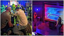 Impressionen der Karaoke-Party im Omega. Auf der Bühne mit Licht- und Tontechnik entsteht fast Konzertatmosphäre – natürlich steht aber ...