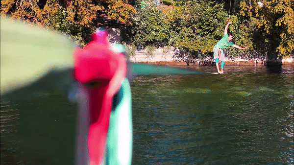 Bild : Der Seiltänzer vom Seerhein: Er balanciert in acht Metern Höhe über das Wasser
