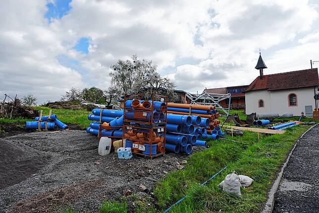 Archivbild von der Erschließung des Baugebiets Hofwies in Untermettingen.