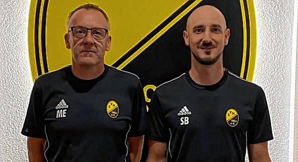 Harmonie: Simon Boll (rechts) und Co-Trainer Matthias Elbing vom SV Nöggenschwiel.