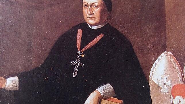 Fürstabt Martin II mit Mitra und Fürstenhut.