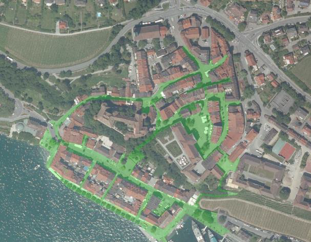 Hier ist die Fußgängerzone, wie sie ab Mitte März gelten soll, grün markiert. Die Stadtverwaltung soll mechanische Poller installieren, ...
