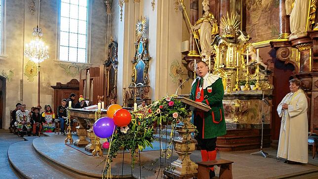 Zunftmeister Tobias Fritz beim Narrengottesdienst am Sonntagmorgen.