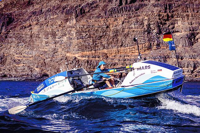 Martin Stengele am Beginn seiner Rudertour vor La Gomera.