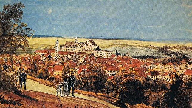 Idyllisch sah Sigmaringen um das Jahr 1847 vom Josefsberg aus betrachtet aus. Und doch gab es auch hier revolutionäre Umtriebe. Repro: ...