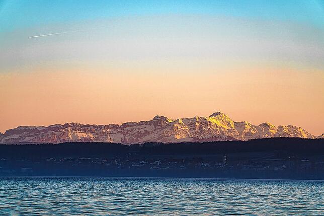 Vom Hörnle aus kann man auch den Blick auf den Säntis genießen.