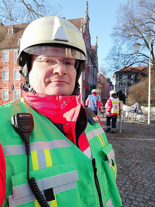 Zugführer Alex Schroff im Einsatz beim Brand in der Niederburg am 5. März 2019.