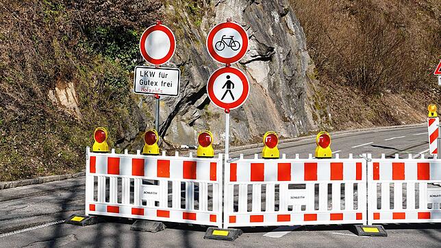 Verkehrszeichen weisen 2021 auf die Sperrung des Schlüchttals hin (Archivbild). Vom 20. bis 23. November wird die L157 für ...