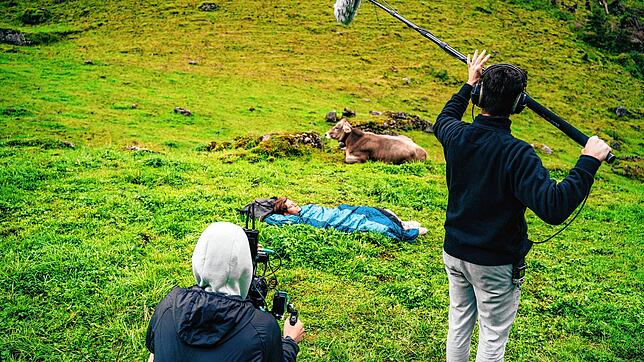 Die Filmcrew bei der Arbeit: Eine der Szenen mit Hauptdarsteller Moritz Bäckerling.