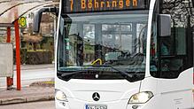 Der Stadtbus der Linie 7 verlässt den Busbahnhof in Radolfzell in Richtung Böhringen. Zufrieden waren vielen mit dem Angebot nicht. ...
