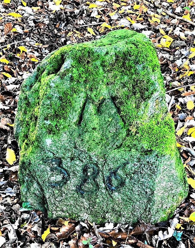 Auf der Grafschaft-Hauenstein-Seite des Grenzsteines ist ein „M“ (für Markstein) und mit der Zahl 386 die in den 1840er ...
