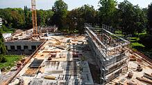 Auf dem Büdingen-Areal an der Seestraße wächst das Gesundheitshotel. In Beton errichtet sind die Gebäudeteile mit den Treppenhäusern und ...