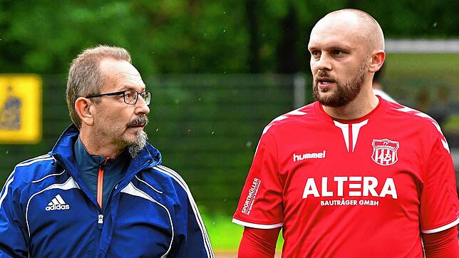 Erfolgsgaranten: Interimstrainer Hanspeter Schlagenhof (links) und sein &bdquo;verlängerter Arm&ldquo; auf dem Spielfeld, Routinier ...