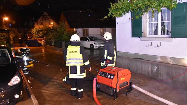 Die Feuerwehr in Dettingen: Sie musste insbesondere in dem Konstanzer Vorort Keller leer pumpen.