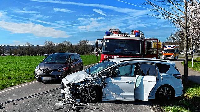 Mit diesem Pkw war am Freitagmorgen zwischen Bermatingen und Ahausen ein Transporter zusammengeprallt. Zahlreiche Rettungskräfte waren ...