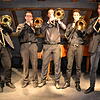 Das Pre-College Trombone Ensemble mit (von links) Lucas Kienzler, Florian Möhrle, Johannes Markhart, Simon Sträßle und Jannik Hoffmann ...