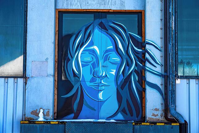 Graffiti an einer Wand der alten SABA-Gebäude.