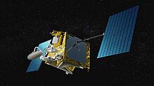 Eine Computergrafik eines OneWeb-Satelliten im Weltall. Airbus-Oneweb-Satellites ist Konkurrent von Elon Musks Firma Starlink und will ...