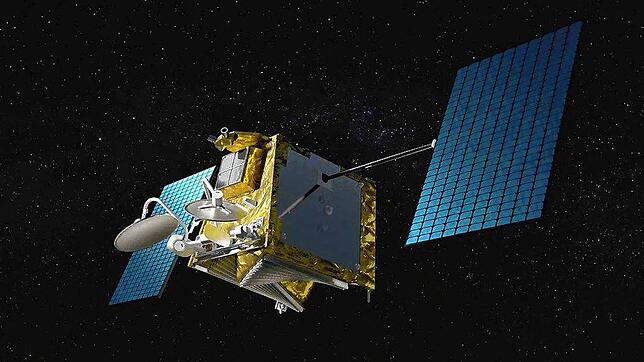Eine Computergrafik eines OneWeb-Satelliten im Weltall. Airbus-Oneweb-Satellites ist Konkurrent von Elon Musks Firma Starlink und will ...