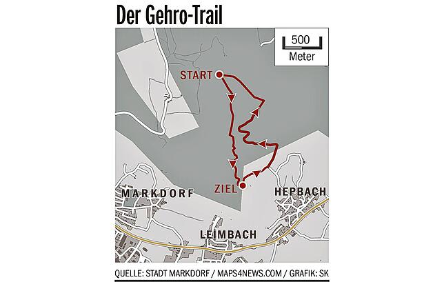 Die Strecke des Gehrotrails am Gehrenberg.
