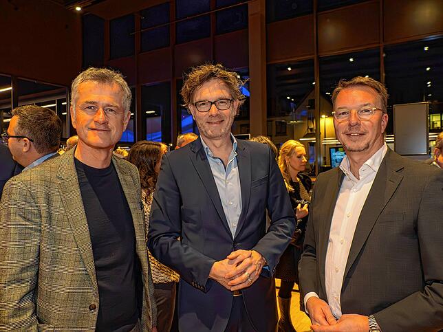 Der Konstanzer Finanzamts-Chef Albrecht Zeitler, SÜDKURIER-Chefredakteur Stefan Lutz und Bernd Sieber, Geschäftsführer des ...
