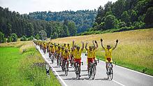 Sie strampeln für die Kinder der Katharinenhöhe: Die Tour Ginkgo macht sich wie auf diesem Archivbild aus dem Jahr 2016 auf dem Weg nach ...