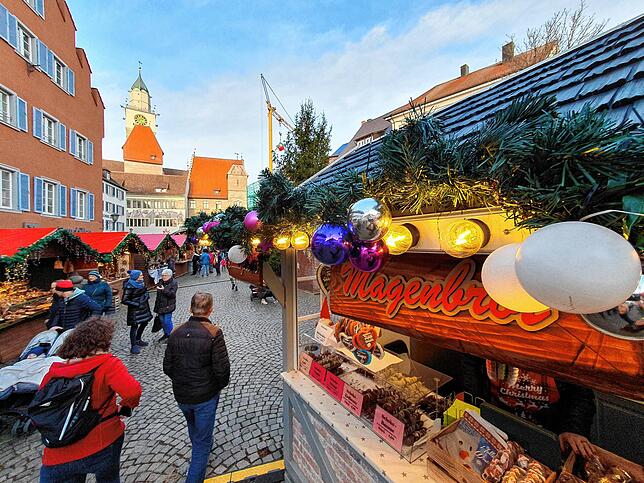Der Marktstand von Monika Fetscher auf dem Überlinger Weihnachtsmarkt.