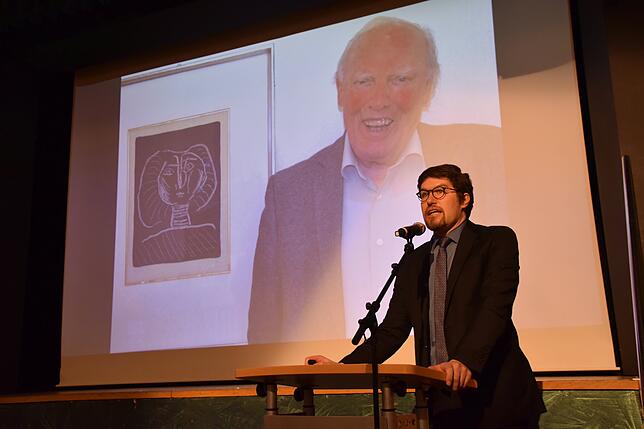 Museumsleiter Johannes Waldschütz erzählte von der Kunstsammlung des verstorbenen Ehrenbürgers Heinrich Wagner und dass der ...