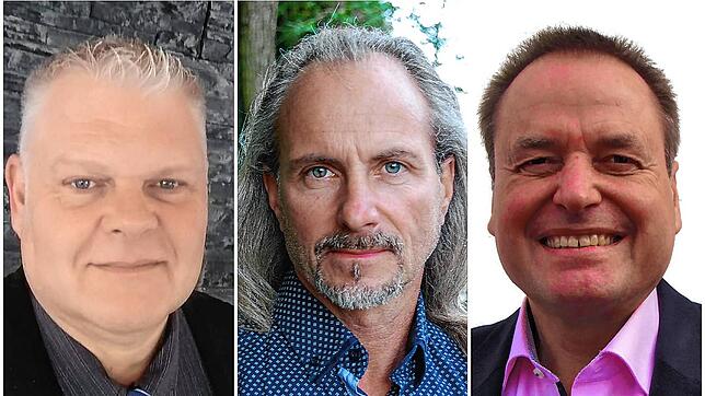 Sie sind die neuen Sprecher des AfD-Gebietsverbands Rielasingen-Worblingen-Höri: Thomas Engelmann (links) und Norbert Tobian (Mitte). ...