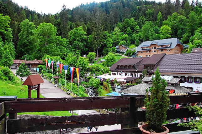 Blick vom Hotel Pfaff auf die Triberger Wasserfälle.