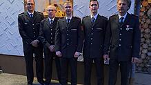 Die Geehrten von links: Fabian Steidle (Ehrung guter Probenbesuch), Reinhard Deufel (Ehrung guter Probenbesuch), Achim Füssel ...